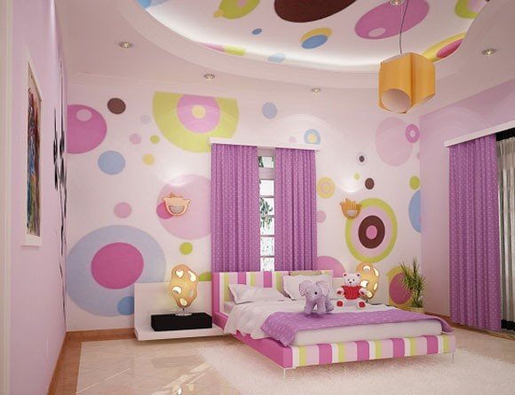 Desain Wallpaper Kamar Tidur Pink Ungu