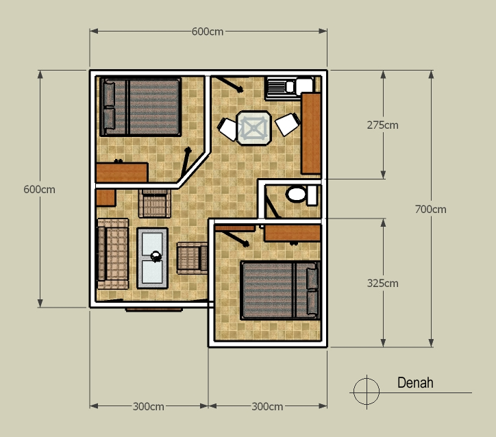 Denah Rumah Minimalis Tipe 21