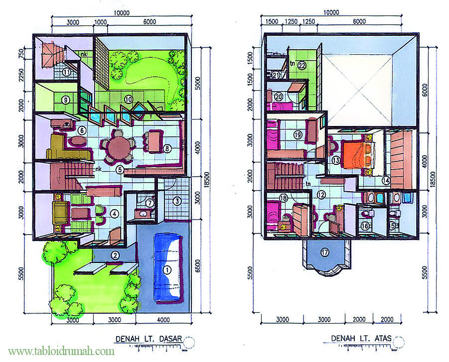 denah rumah minimalis 3 kamar 2 lantai