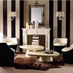 Wallpaper Ruang Tamu Modern Motif Garis