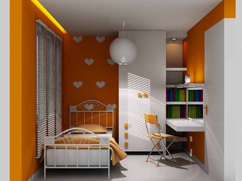 Desain Wallpaper Kamar Tidur Orange