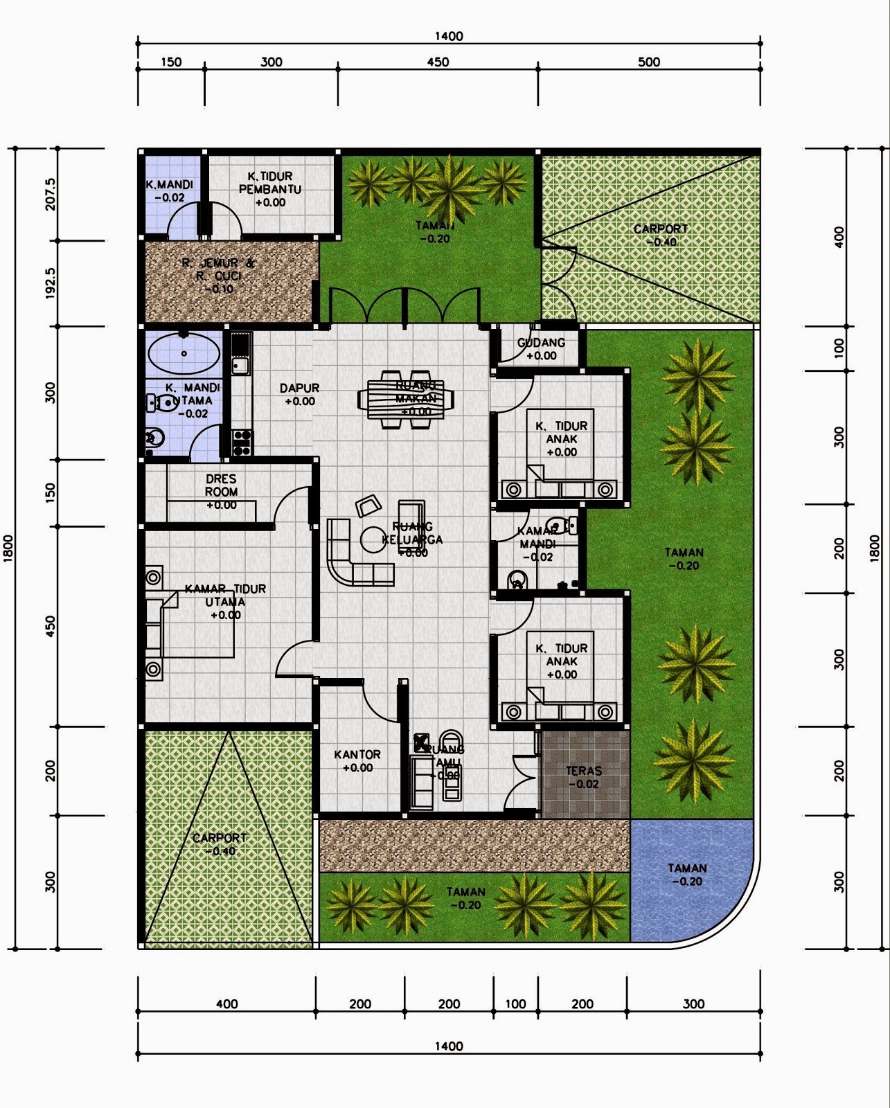 Denah Rumah Minimalis 4 Kamar