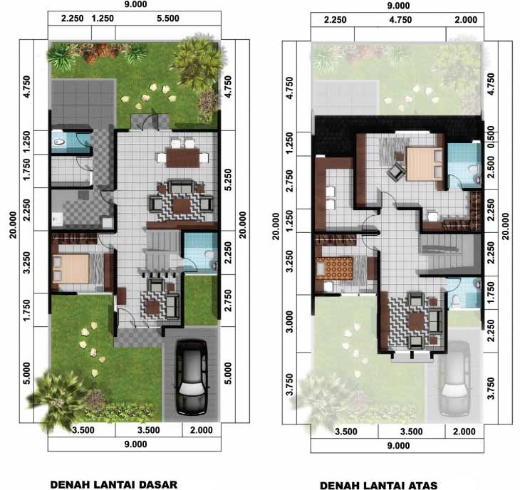 Denah Rumah 2 Lantai Minimalis