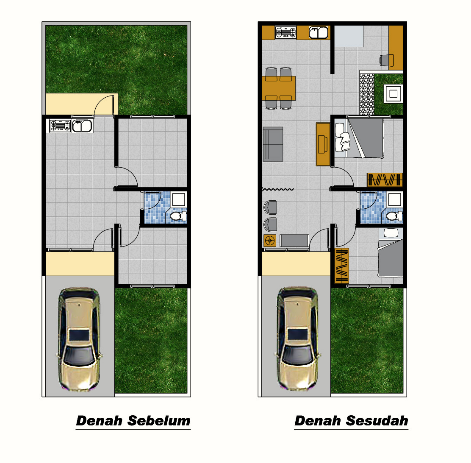 Denah Rumah Minimalis lantai 1 Sederhana