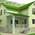 Cat Teras Rumah Hijau Muda Cantik