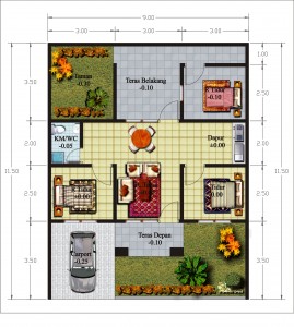 contoh rumah minimalis sederhana 1 lantai 3 kamar tidur