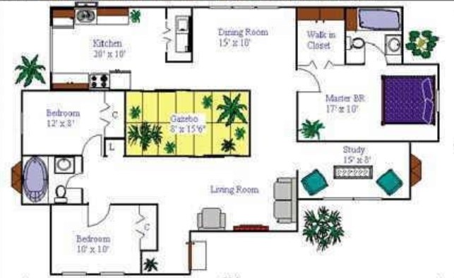 Contoh Denah Rumah Minimalis 1 Lantai 3Kamar Tidur