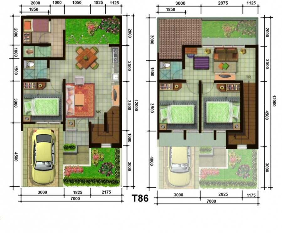 Gambar Denah Rumah Minimalis 2 lantai