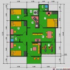 Denah rumah minimalis 1 lantai dan 3 kamar tidur
