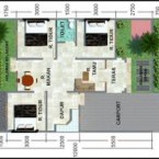 Denah Rumah Minimalis 1 Lantai 3 Kamar Tidur 3