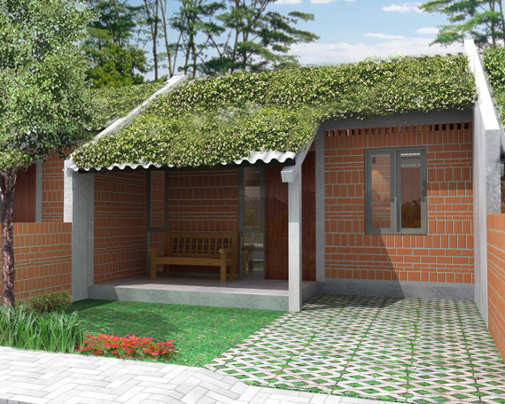 gambar rumah unik taman di atas atap