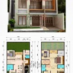 Sketsa Rumah 2 Lantai Tampak Depan dan Atas