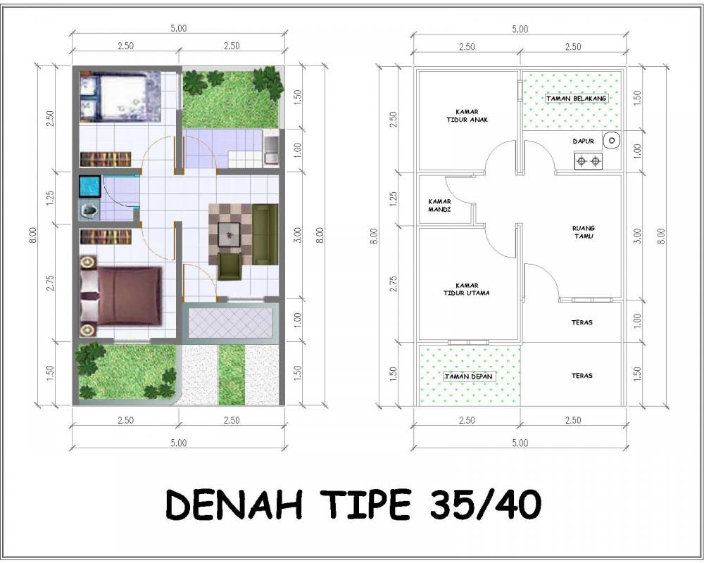 Denah Rumah Minimalis 3 Kamar Tidur