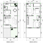 Sketsa Rumah Lantai 1 dan Lantai 2