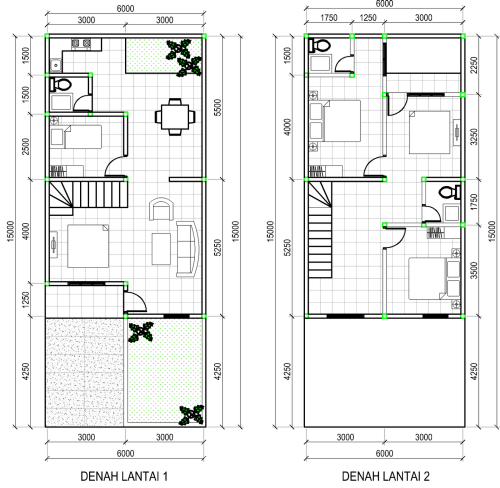 Sketsa Rumah Lantai 1 dan Lantai 2