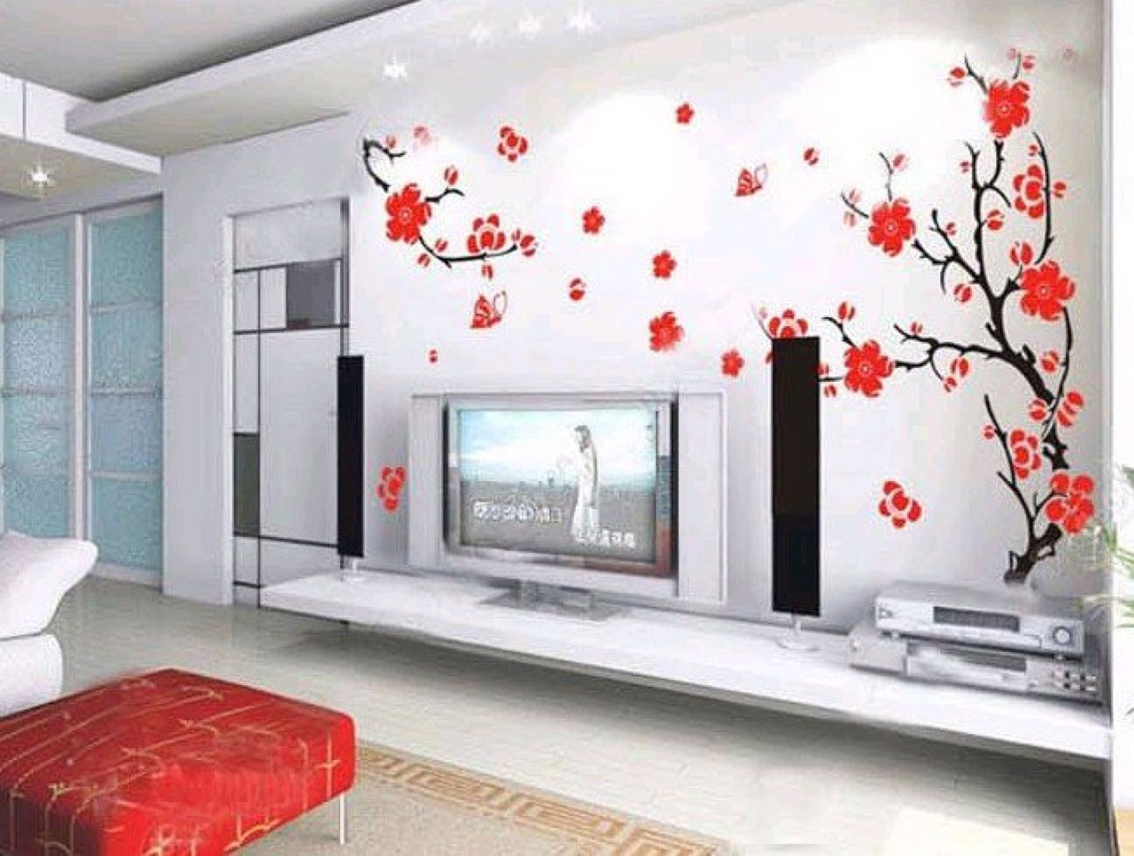 Wallpaper Dinding Ruang Tamu Motif Bunga