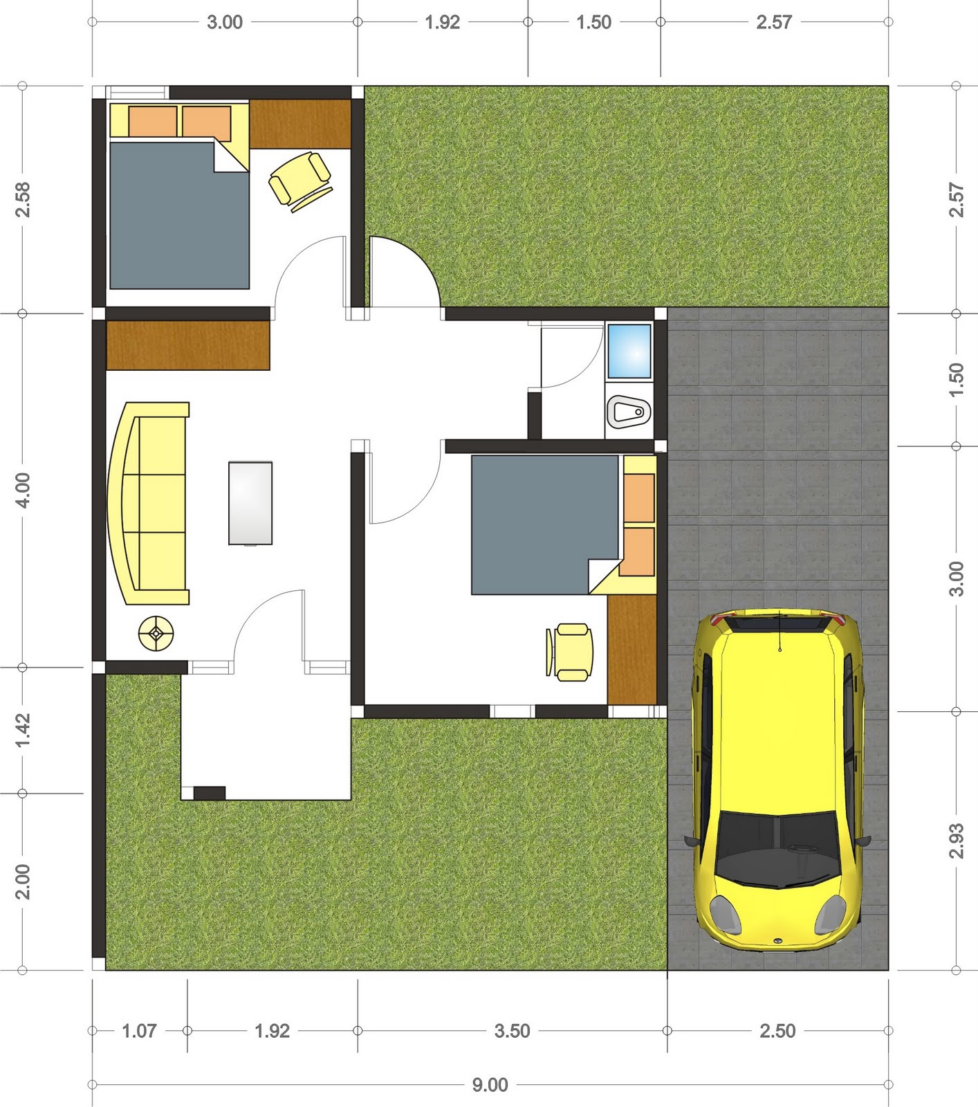 Desain Denah Rumah Minimalis Type 36