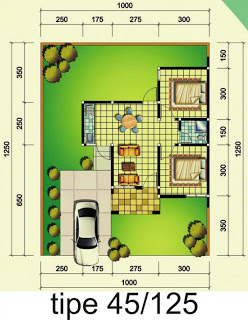 Denah rumah minimalis tipe 45